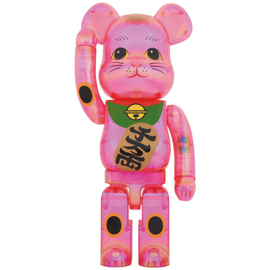 BE@RBRICK MANEKINEKO PINK TRANSPARENT PLATING 1000%