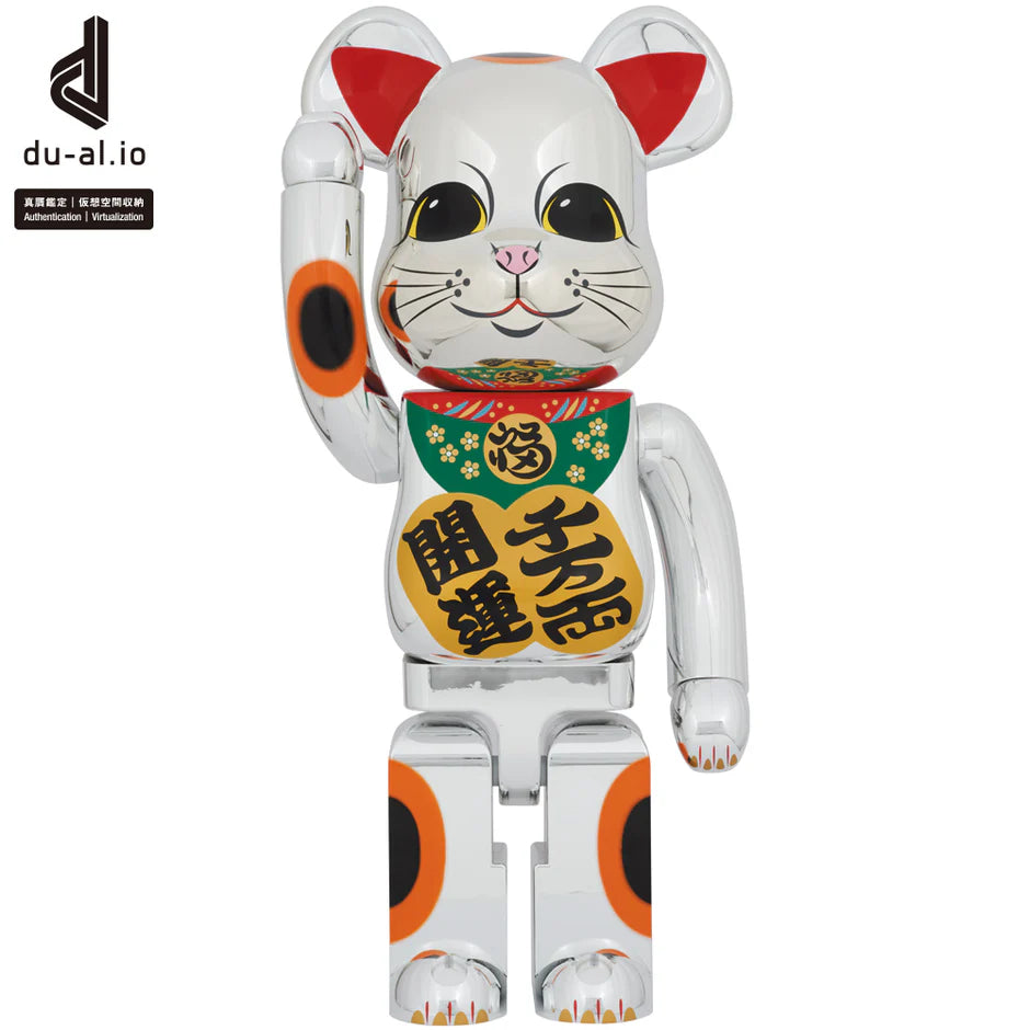BE@RBRICK MANEKINEKO GOOD LUCK TEN MILLION RYO SILVER PLATED 1000%