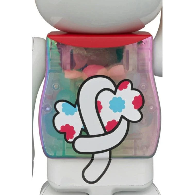 BE@RBRICK MANEKI NEKO PEKO-CHAN WHITE GLOW MILKY 100% AND 400%