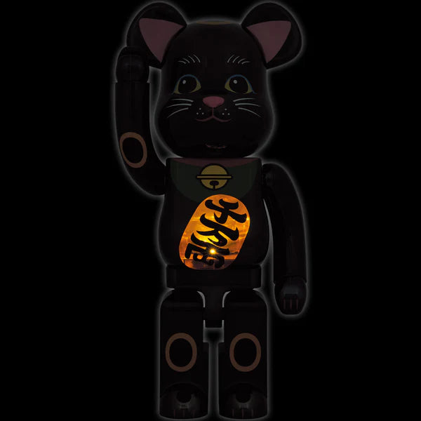 BE@RBRICK MANEKINEKO BLACK PLATED LUMINOUS 1000％