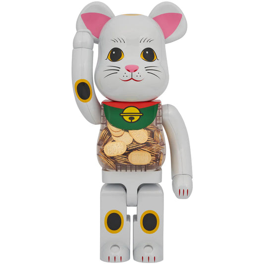 BE@RBRICK Lucky Cat Oval White Plating 1000%