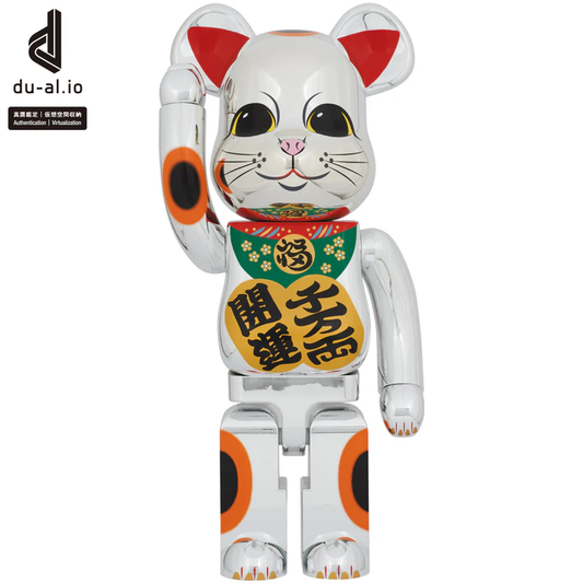BE@RBRICK MANEKINEKO GOOD LUCK TEN MILLION RYO SILVER PLATED 1000%